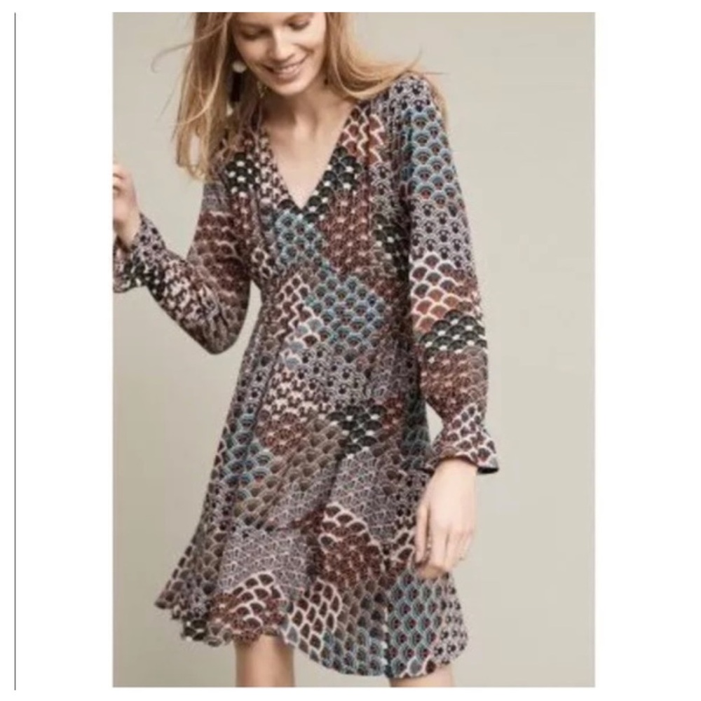 Maeve Monaco long sleeve v neck boho dress
